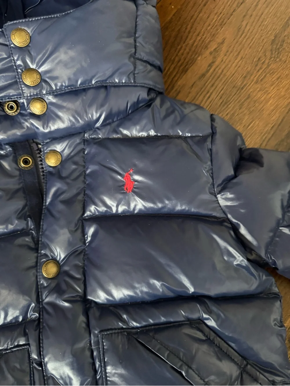 Ralph Lauren Shiny Navy Hooded Puffer Jacket for Kids